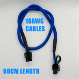 18awg 60cm PCI-E cable 6 pin male to 6+2 pin male breakout cable - AndoVolution Australia
